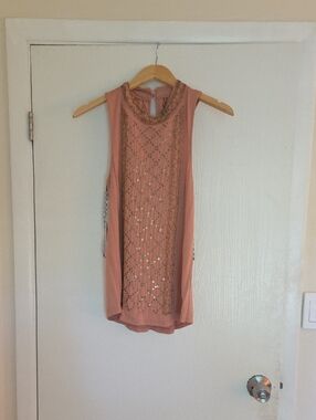 Beaded Dusty Rose Sleeveless Top